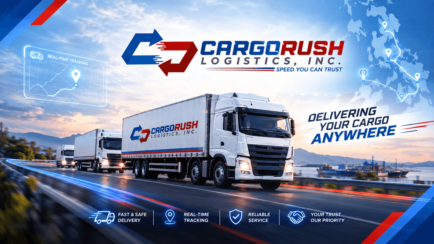 Cargorush Logistics fleet hauling freight across Mindanao